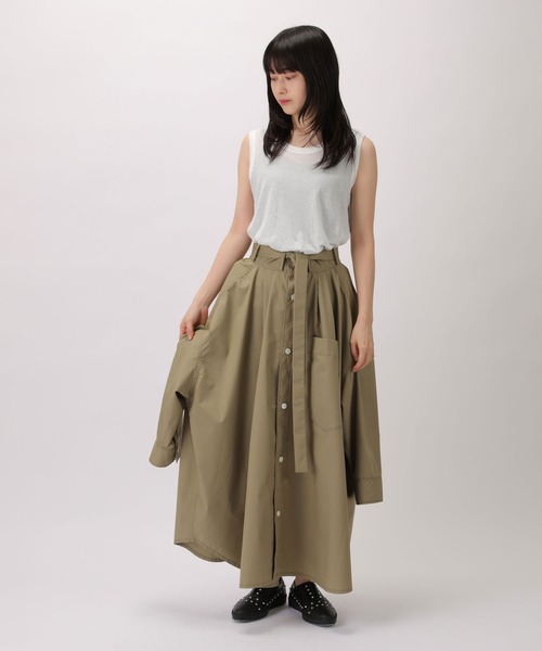 ZUCCa（ズッカ）の「C/Pタイプライター/スカート（スカート・レディース・ベージュ/ネイビー・M size）」の12枚目の写真