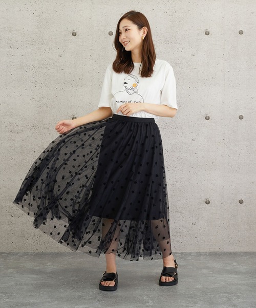 lala Born（ララボーン）の「lalaBorn/フロッキーチュールスカート（スカート・レディース・アイボリー/ブラック・FREE）」の12枚目の写真