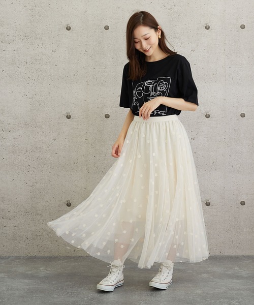 lala Born（ララボーン）の「lalaBorn/フロッキーチュールスカート（スカート・レディース・アイボリー/ブラック・FREE）」の10枚目の写真