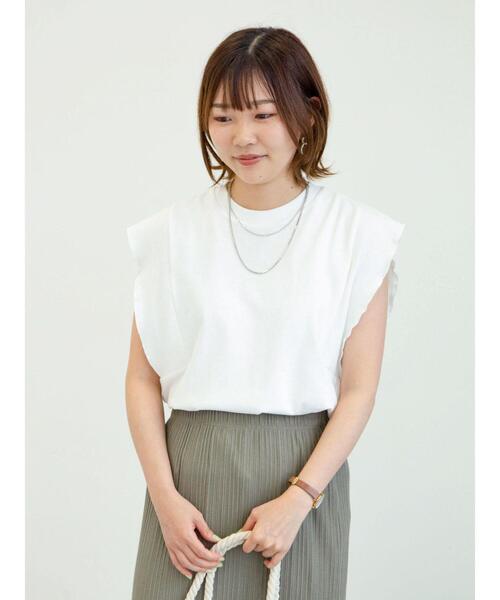 Sugar spoon（シュガースプーン）の「・SUGAR SPOON フリルノースリＴシャツ＊（Tシャツ/カットソー・レディース・チャコールグレー/ブラック/ブラウン/オフホワイト/カーキ/オレンジ・FREE）」の7枚目の写真