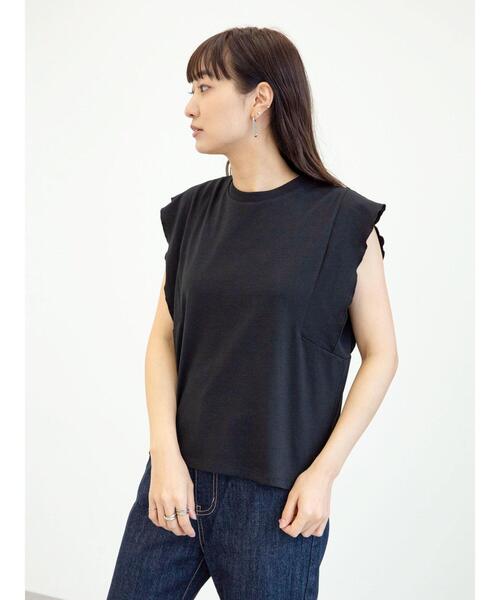 Sugar spoon（シュガースプーン）の「・SUGAR SPOON フリルノースリＴシャツ＊（Tシャツ/カットソー・レディース・チャコールグレー/ブラック/ブラウン/オフホワイト/カーキ/オレンジ・FREE）」の9枚目の写真