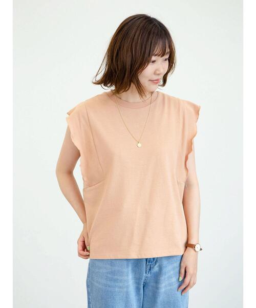 Sugar spoon（シュガースプーン）の「・SUGAR SPOON フリルノースリＴシャツ＊（Tシャツ/カットソー・レディース・チャコールグレー/ブラック/ブラウン/オフホワイト/カーキ/オレンジ・FREE）」の10枚目の写真