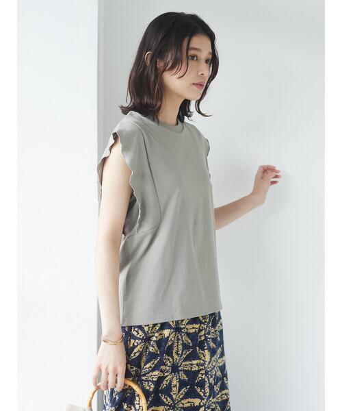 Sugar spoon（シュガースプーン）の「・SUGAR SPOON フリルノースリＴシャツ＊（Tシャツ/カットソー・レディース・チャコールグレー/ブラック/ブラウン/オフホワイト/カーキ/オレンジ・FREE）」の12枚目の写真