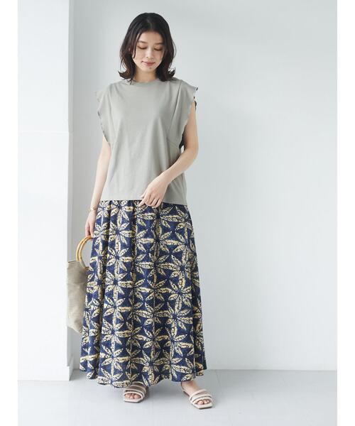 Sugar spoon（シュガースプーン）の「・SUGAR SPOON フリルノースリＴシャツ＊（Tシャツ/カットソー・レディース・チャコールグレー/ブラック/ブラウン/オフホワイト/カーキ/オレンジ・FREE）」の14枚目の写真