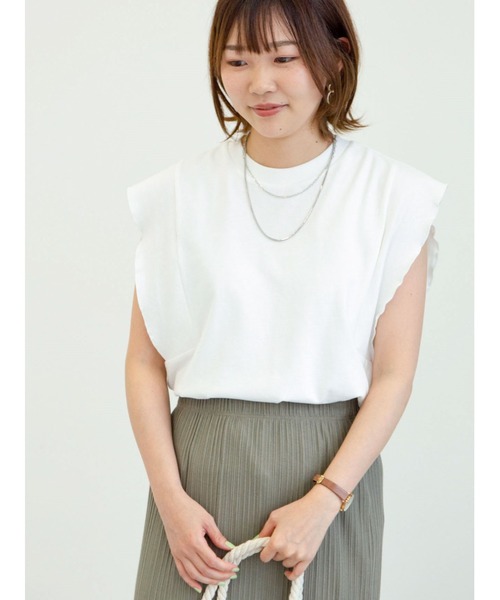 Sugar spoon（シュガースプーン）の「・SUGAR SPOON フリルノースリＴシャツ＊（Tシャツ/カットソー・レディース・チャコールグレー/ブラック/ブラウン/オフホワイト/カーキ/オレンジ・FREE）」の2枚目の写真