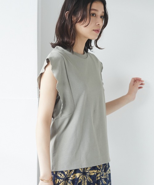 Sugar spoon（シュガースプーン）の「・SUGAR SPOON フリルノースリＴシャツ＊（Tシャツ/カットソー・レディース・チャコールグレー/ブラック/ブラウン/オフホワイト/カーキ/オレンジ・FREE）」の6枚目の写真