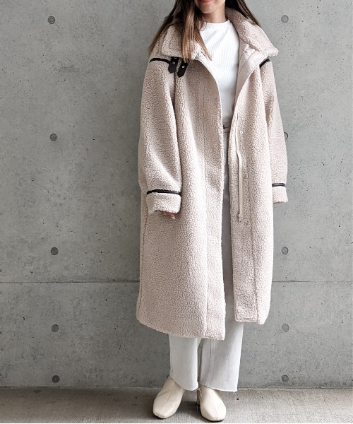 Per sist ence（パーシエンス）の「Per sist ence/パーシエンス　ボアパイピングコート（その他アウター・レディース・ブラック/ベージュ/アイボリー/モカ・FREE）」の4枚目の写真