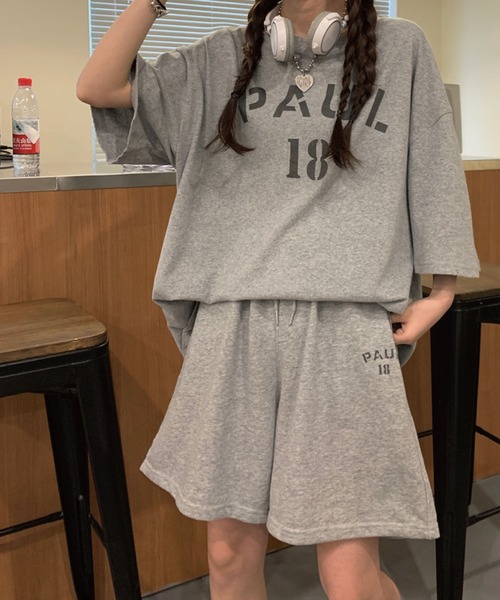 meJane(ミージェーン)の「PAUL18ロゴTシャツ+ハーフパンツ 2点セット【ZOZOTOWN限定】(セットアップ・レディース・チャコールグレー/グレー/オートミール・FREE)」の16枚目の写真