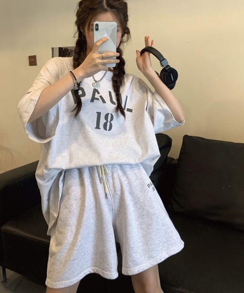 meJane(ミージェーン)の「PAUL18ロゴTシャツ+ハーフパンツ 2点セット【ZOZOTOWN限定】(セットアップ・レディース・チャコールグレー/グレー/オートミール・FREE)」の17枚目の写真