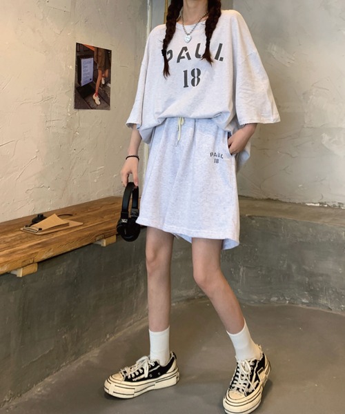 meJane(ミージェーン)の「PAUL18ロゴTシャツ+ハーフパンツ 2点セット【ZOZOTOWN限定】(セットアップ・レディース・チャコールグレー/グレー/オートミール・FREE)」の21枚目の写真