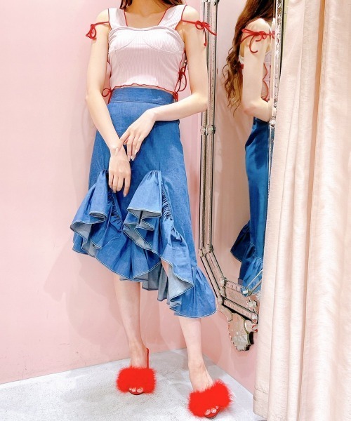 lilLilly(リルリリー)の「サイドリボンリブビスチェ(その他トップス・レディース・ホワイト/ブラック/レッド/ピンク・FREE)」の8枚目の写真