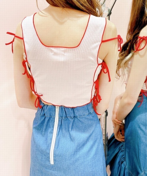 lilLilly(リルリリー)の「サイドリボンリブビスチェ(その他トップス・レディース・ホワイト/ブラック/レッド/ピンク・FREE)」の7枚目の写真