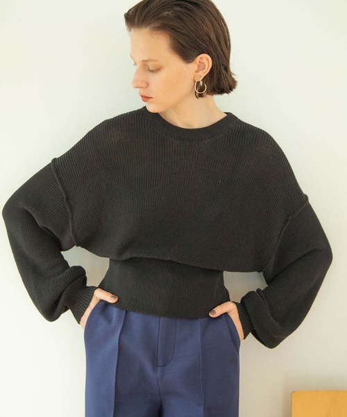 ANT（アント）の「コンストラクトシルエットニット【ANT】（ニット/セーター・レディース・ブラック/ベージュ/カーキ・FREE）」の2枚目の写真