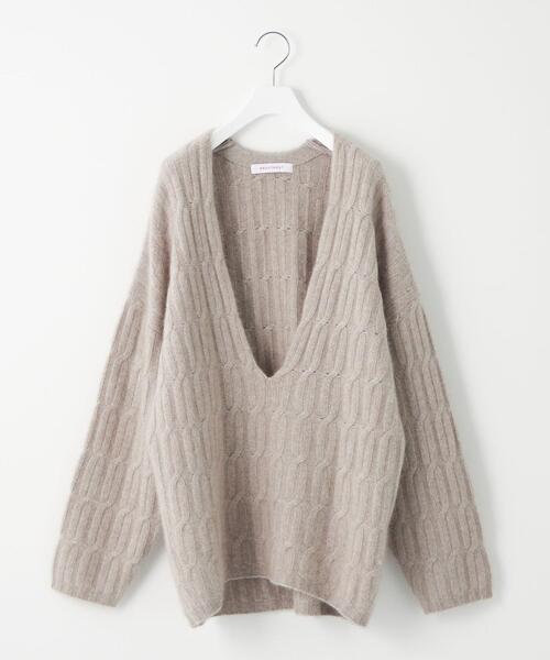 BRACTMENT（ブラクトメント）の「＜BRACTMENT(ブラクトメント)＞BM ケーブル深Vネック プルオーバー（ニット/セーター・レディース・モカ/ナチュラル/ケリー・FREE）」の18枚目の写真