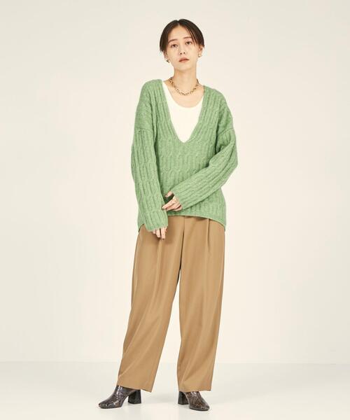 BRACTMENT（ブラクトメント）の「＜BRACTMENT(ブラクトメント)＞BM ケーブル深Vネック プルオーバー（ニット/セーター・レディース・モカ/ナチュラル/ケリー・FREE）」の22枚目の写真