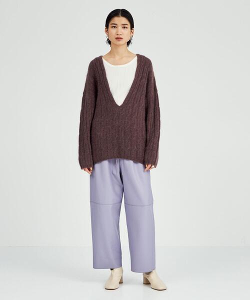 BRACTMENT（ブラクトメント）の「＜BRACTMENT(ブラクトメント)＞BM ケーブル深Vネック プルオーバー（ニット/セーター・レディース・モカ/ナチュラル/ケリー・FREE）」の9枚目の写真