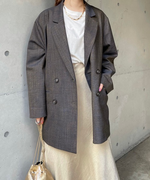 DouDou（ドゥドゥ）の「ミックスツイードジャケット（テーラードジャケット・レディース・イエロー/ブルー・FREE）」の9枚目の写真