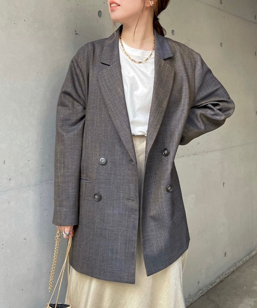 DouDou（ドゥドゥ）の「ミックスツイードジャケット（テーラードジャケット・レディース・イエロー/ブルー・FREE）」の18枚目の写真