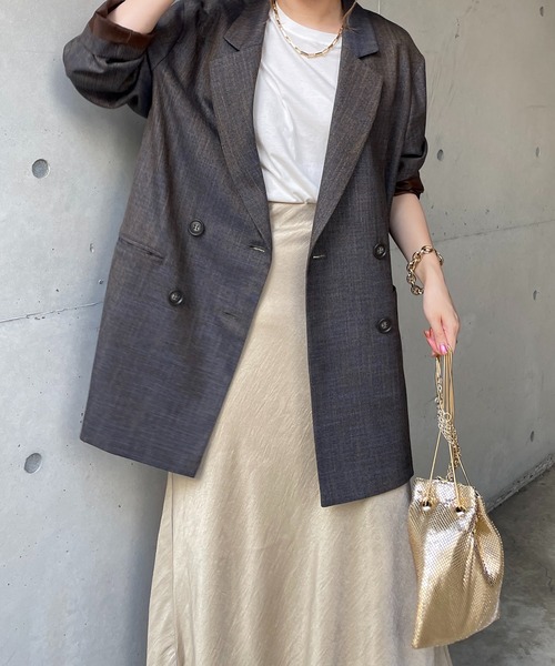 DouDou（ドゥドゥ）の「ミックスツイードジャケット（テーラードジャケット・レディース・イエロー/ブルー・FREE）」の4枚目の写真