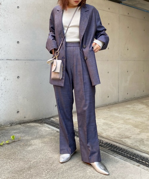 DouDou（ドゥドゥ）の「ミックスツイードジャケット（テーラードジャケット・レディース・イエロー/ブルー・FREE）」の12枚目の写真