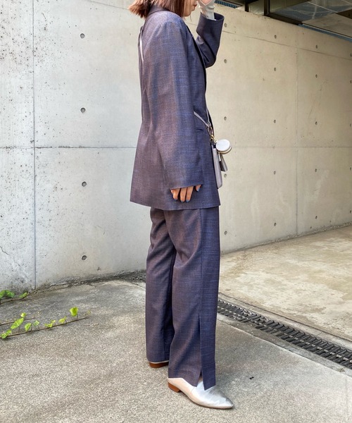 DouDou（ドゥドゥ）の「ミックスツイードジャケット（テーラードジャケット・レディース・イエロー/ブルー・FREE）」の19枚目の写真