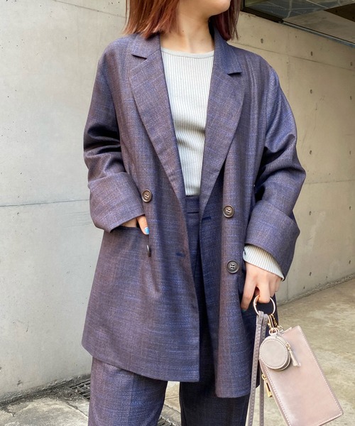 DouDou（ドゥドゥ）の「ミックスツイードジャケット（テーラードジャケット・レディース・イエロー/ブルー・FREE）」の5枚目の写真