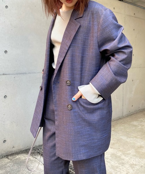 DouDou（ドゥドゥ）の「ミックスツイードジャケット（テーラードジャケット・レディース・イエロー/ブルー・FREE）」の22枚目の写真