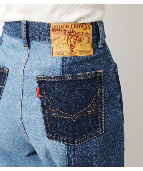 RODEO CROWNS WIDE BOWL（ロデオクラウンズワイドボウル）の「switching denim ﾊﾟﾝﾂ（デニムパンツ・レディース・ブルー・SMALL/MEDIUM/X-SMALL）」の9枚目の写真