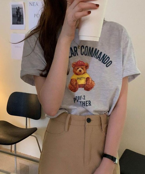 Bifrost(ビフレスト)の「くまプリントTシャツ(Tシャツ/カットソー・レディース・ブラック/ブラウン/グレー・F)」の6枚目の写真