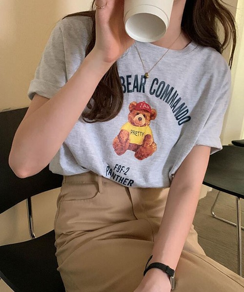 Bifrost(ビフレスト)の「くまプリントTシャツ(Tシャツ/カットソー・レディース・ブラック/ブラウン/グレー・F)」の5枚目の写真