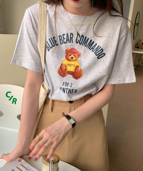Bifrost(ビフレスト)の「くまプリントTシャツ(Tシャツ/カットソー・レディース・ブラック/ブラウン/グレー・F)」の4枚目の写真