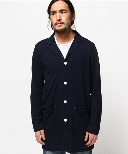 WEGO（ウィゴー）の「WEGO/カットデニムショップコート（ステンカラーコート・メンズ・ダークインディゴブルー/インディゴブルー・MEDIUM/LARGE）」の3枚目の写真