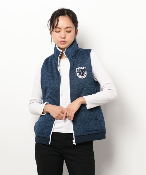 FILA(フィラ)の「【FILA GOLF/フィラゴルフ】ワッペンロゴ 裏ボア ニットフリース ベスト/防風/保温(その他アウター・レディース・ミックスグレー/ネイビー/ブルー/イエロー・LL/M/L)」の2枚目の写真