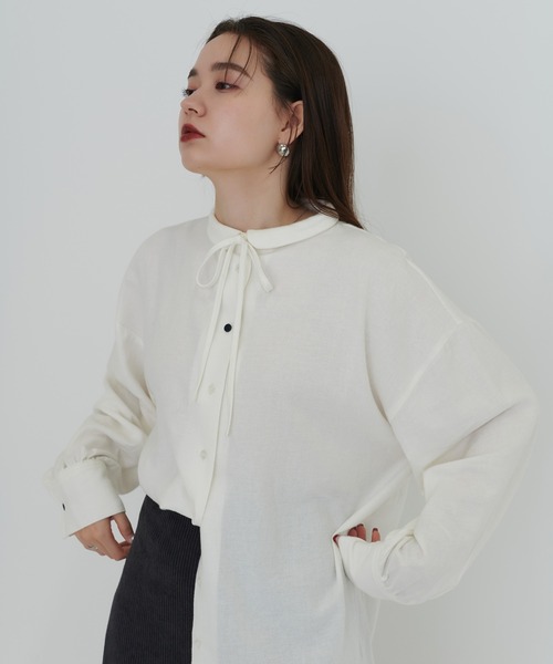 TINA:JOJUN(ティーナジョジュン)の「ちび衿プレート付き 起毛シャツ TINA:JOJUN(シャツ/ブラウス・レディース・イエロー/アイボリー・M)」の14枚目の写真