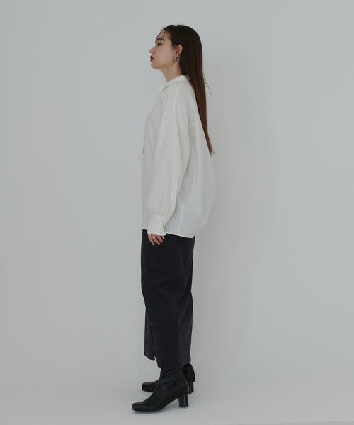 TINA:JOJUN(ティーナジョジュン)の「ちび衿プレート付き 起毛シャツ TINA:JOJUN(シャツ/ブラウス・レディース・イエロー/アイボリー・M)」の15枚目の写真