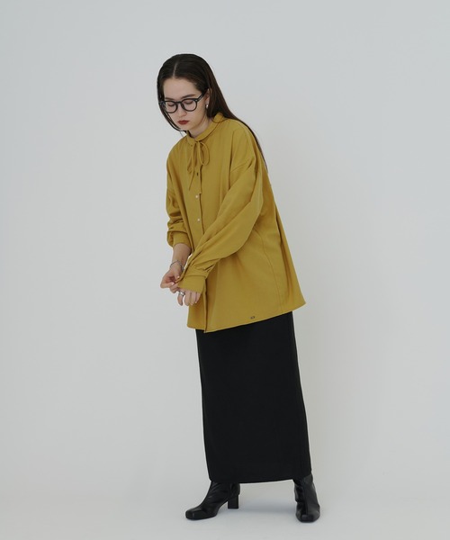 TINA:JOJUN(ティーナジョジュン)の「ちび衿プレート付き 起毛シャツ TINA:JOJUN(シャツ/ブラウス・レディース・イエロー/アイボリー・M)」の16枚目の写真