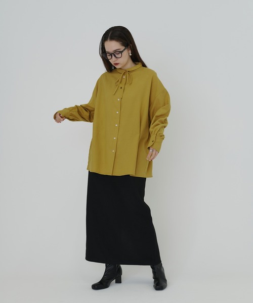 TINA:JOJUN(ティーナジョジュン)の「ちび衿プレート付き 起毛シャツ TINA:JOJUN(シャツ/ブラウス・レディース・イエロー/アイボリー・M)」の12枚目の写真