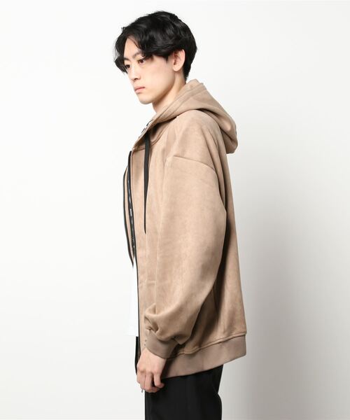 semantic design（セマンティックデザイン）の「セマンティックデザイン/semantic design フェイクスエード ロゴトリミング BIGパーカー（パーカー・メンズ・ベージュ/ブラック・LARGE/MEDIUM/S）」の3枚目の写真