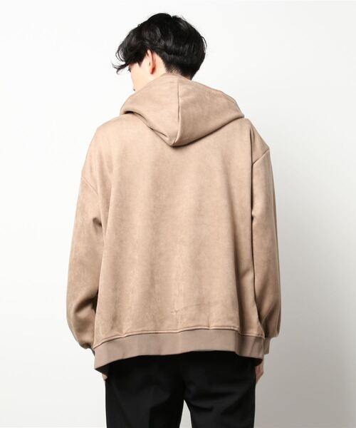semantic design（セマンティックデザイン）の「セマンティックデザイン/semantic design フェイクスエード ロゴトリミング BIGパーカー（パーカー・メンズ・ベージュ/ブラック・LARGE/MEDIUM/S）」の4枚目の写真