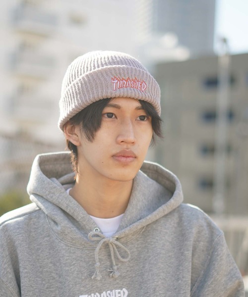 THRASHER（スラッシャー）の「FLAME LOGO RIB BEANIE/スラッシャーニットキャップ・ビーニー（ニットキャップ/ビーニー・メンズ・ブラック/ベージュ/ライトパープル/ライトグレー・FREE）」の11枚目の写真