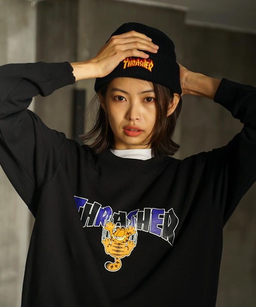 THRASHER（スラッシャー）の「FLAME LOGO RIB BEANIE/スラッシャーニットキャップ・ビーニー（ニットキャップ/ビーニー・メンズ・ブラック/ベージュ/ライトパープル/ライトグレー・FREE）」の6枚目の写真