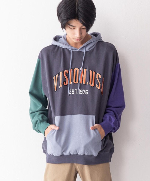 VISION STREET WEAR(ヴィジョンストリートウェア)の「【VISION STREET WEAR/ビジョンストリートウェア】ベロアワッペン裏毛フーディープルパーカー/トレーナー/コットン100%(パーカー・メンズ・パープル/チャコールグレー/ワイン/グレー/アイボリー・LARGE/MEDIUM/X-LARGE)」の17枚目の写真