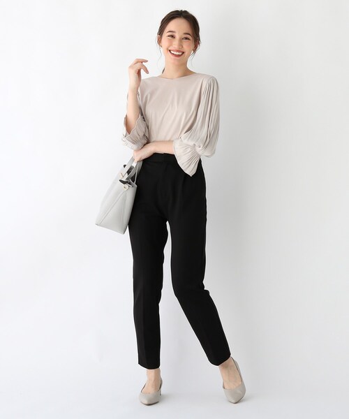 index（インデックス）の「◆DELEGANT ポンチテーパードパンツ【WEB限定アイテム】（スーツパンツ・レディース・ブラック系1/ブラック/ダークグレー・38/42/36/40）」の5枚目の写真