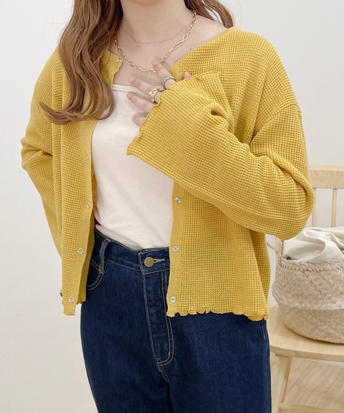 apres jour clair(アプレジュールクレア)の「【apres jour clair】ワッフルニットカーディガン(Tシャツ/カットソー・レディース・ベージュ/アイボリー/クリーム・フリー/X-LARGE)」の14枚目の写真