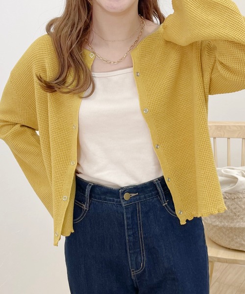 apres jour clair(アプレジュールクレア)の「【apres jour clair】ワッフルニットカーディガン(Tシャツ/カットソー・レディース・ベージュ/アイボリー/クリーム・フリー/X-LARGE)」の15枚目の写真