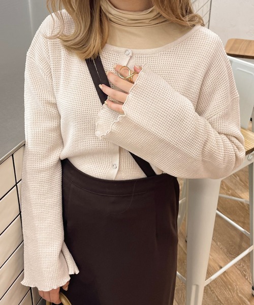 apres jour clair(アプレジュールクレア)の「【apres jour clair】ワッフルニットカーディガン(Tシャツ/カットソー・レディース・ベージュ/アイボリー/クリーム・フリー/X-LARGE)」の9枚目の写真