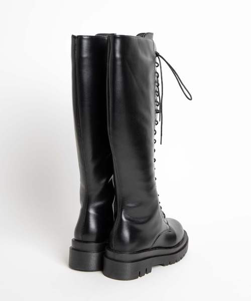 WEGO（ウィゴー）の「WEGO/レースアップロングブーツ（ブーツ・レディース・ブラック/ホワイト・MEDIUM/LARGE）」の10枚目の写真
