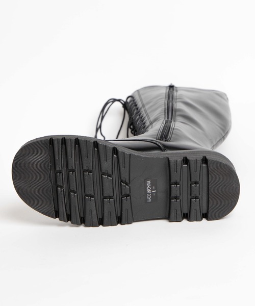 WEGO（ウィゴー）の「WEGO/レースアップロングブーツ（ブーツ・レディース・ブラック/ホワイト・MEDIUM/LARGE）」の6枚目の写真