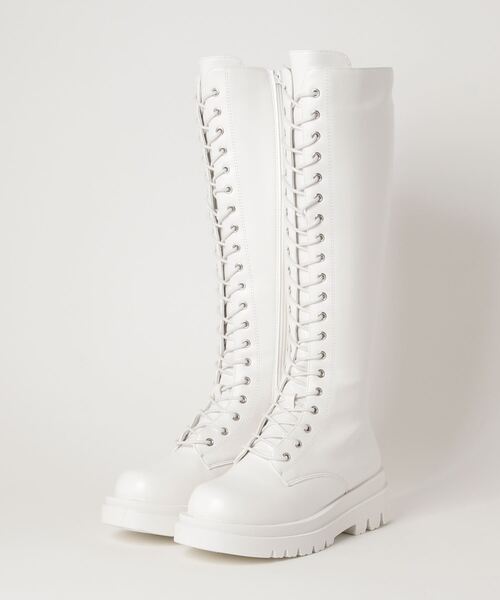WEGO（ウィゴー）の「WEGO/レースアップロングブーツ（ブーツ・レディース・ブラック/ホワイト・MEDIUM/LARGE）」の19枚目の写真