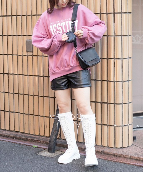 WEGO（ウィゴー）の「WEGO/レースアップロングブーツ（ブーツ・レディース・ブラック/ホワイト・MEDIUM/LARGE）」の16枚目の写真